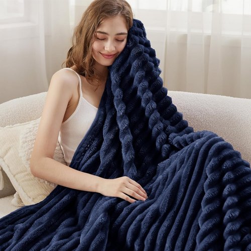 Bedsure GentleSoft Navy Blue Twin Blanket - Cozy, Soft Throw for Women & Girls | 66x90 Inches