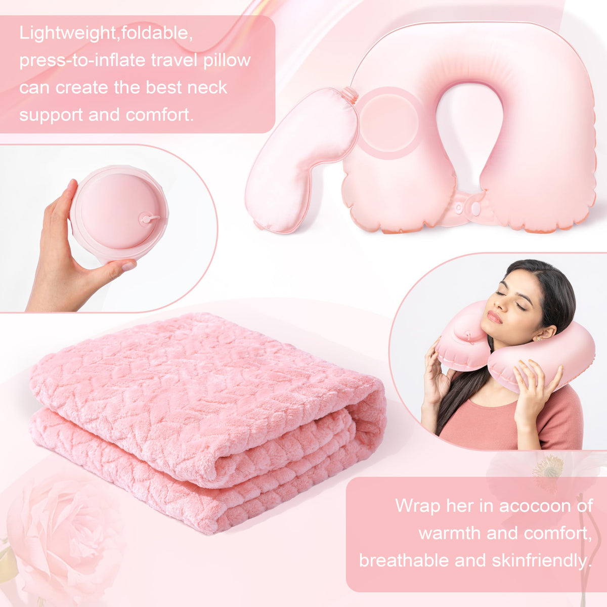 Birthday Gifts for Women Self Care Gifts Get Well Soon Gifts for Women,Relaxing Spa Gifts Basket w/Flannel Blanket Traveling Pillow Care Package christmas Birthday Gifts Idea for Mom Her Wife Friends