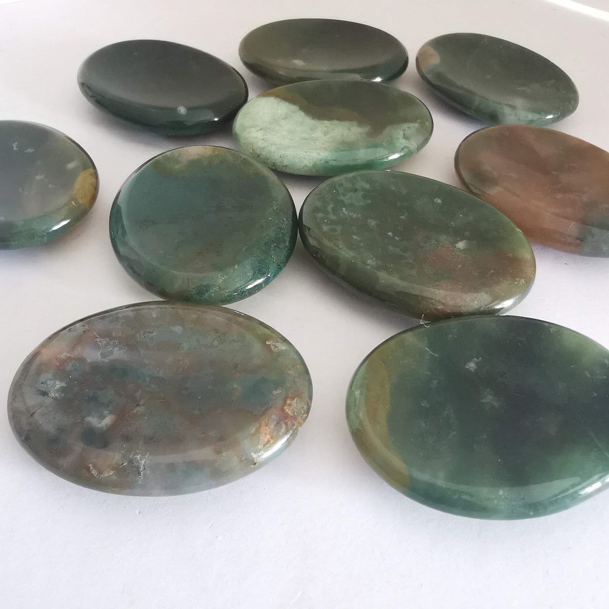 Loveliome Indian Agate Thumb Worry Stone, Stress Relax Healing Reiki Crystal Pocket Palm Stones,Pack of 2