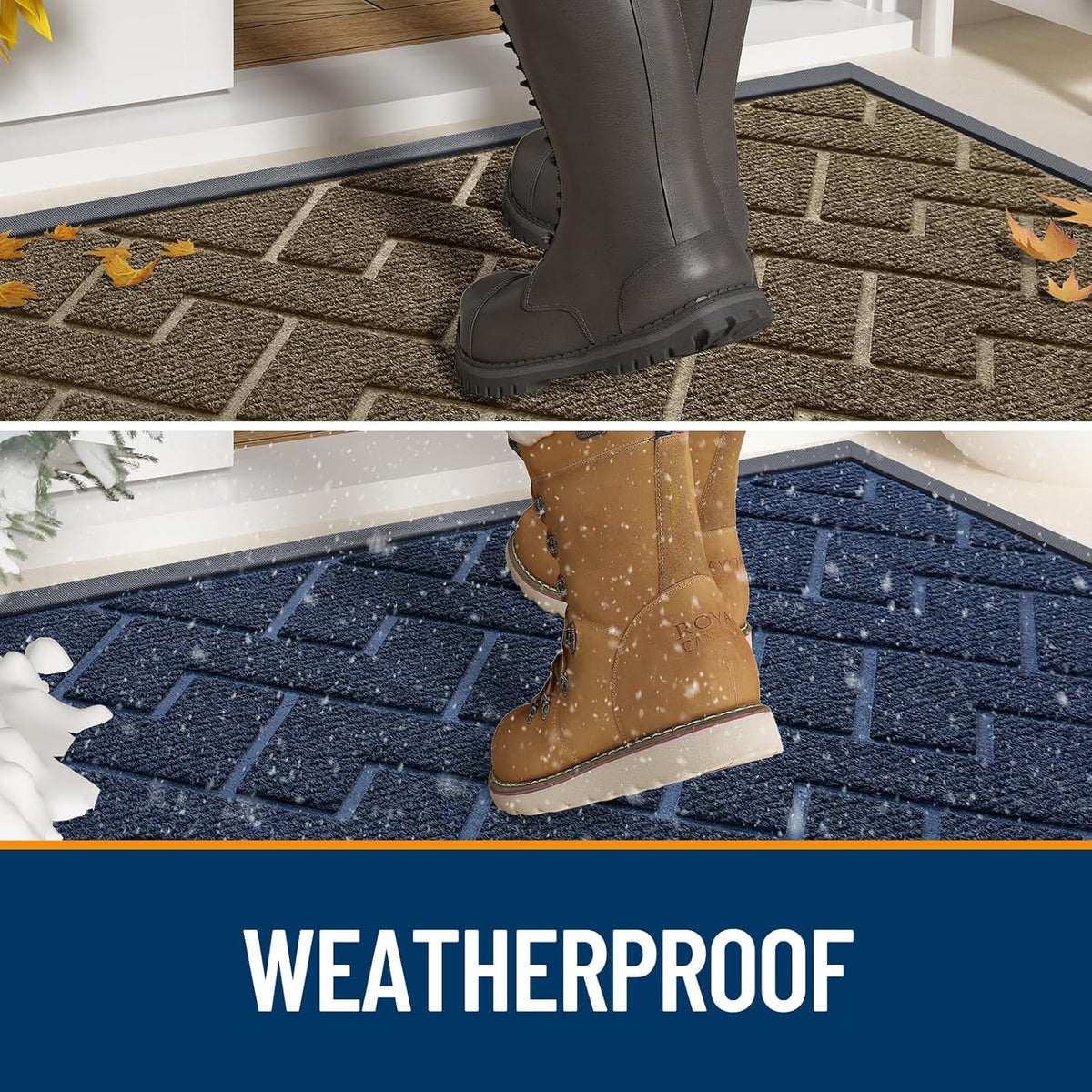 OLANLY Waterproof Front Door Mat - All-Season Indoor Outdoor Doormat | Sturdy Natural Rubber, Grey (59x35)