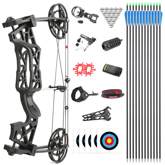 FQH Battle Falcon 40-65 Lbs Short Axle Steel Ball Compound Bow, Dual Use Hunting Archery Set for Adult Beginners Outdoor Training