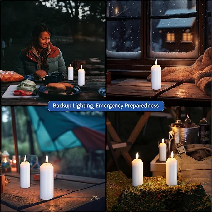 8Pack 15H+ Emergency Candles Long Burning Survival [18H+ Inside Candle Lanterns], 3“ Unscented White Pillar Candle, Survival Candles for Power Outage, Camping, Hurricane