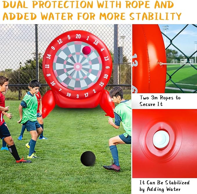 6Ft Tall Giant Kick Darts Games Inflatable Giant Kick Darts Games,Jumbo Outdoor Soccer Green Target Dartboard with Soccer Balls and Air Pump for Sports