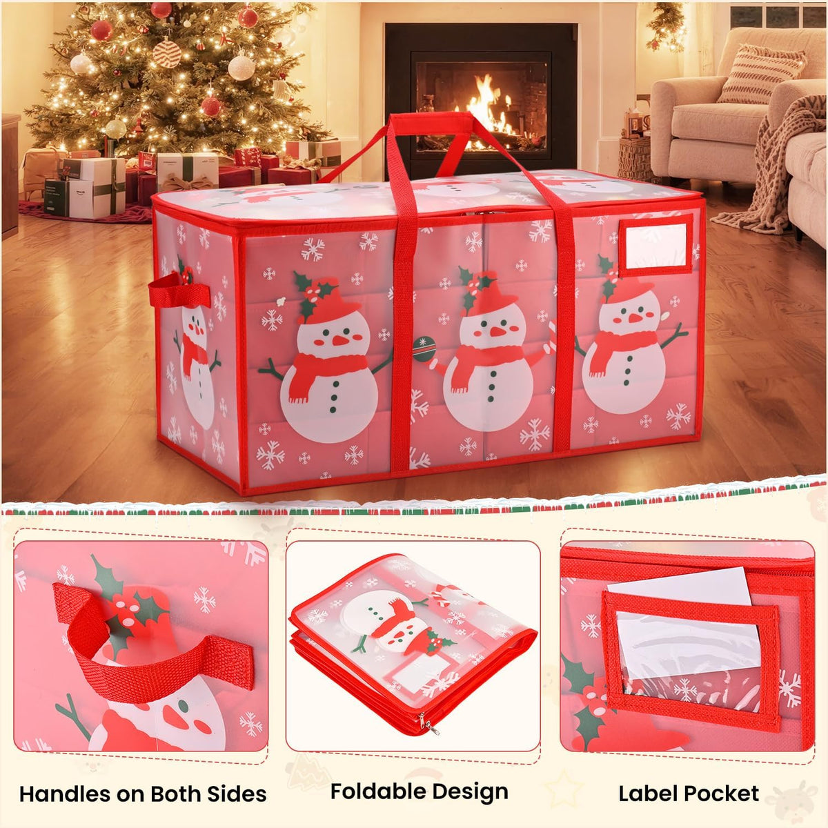 Regine Switzerland Christmas Ornament Storage Box - Waterproof Organizer with Adjustable Dividers | Holds 128 Ornaments
