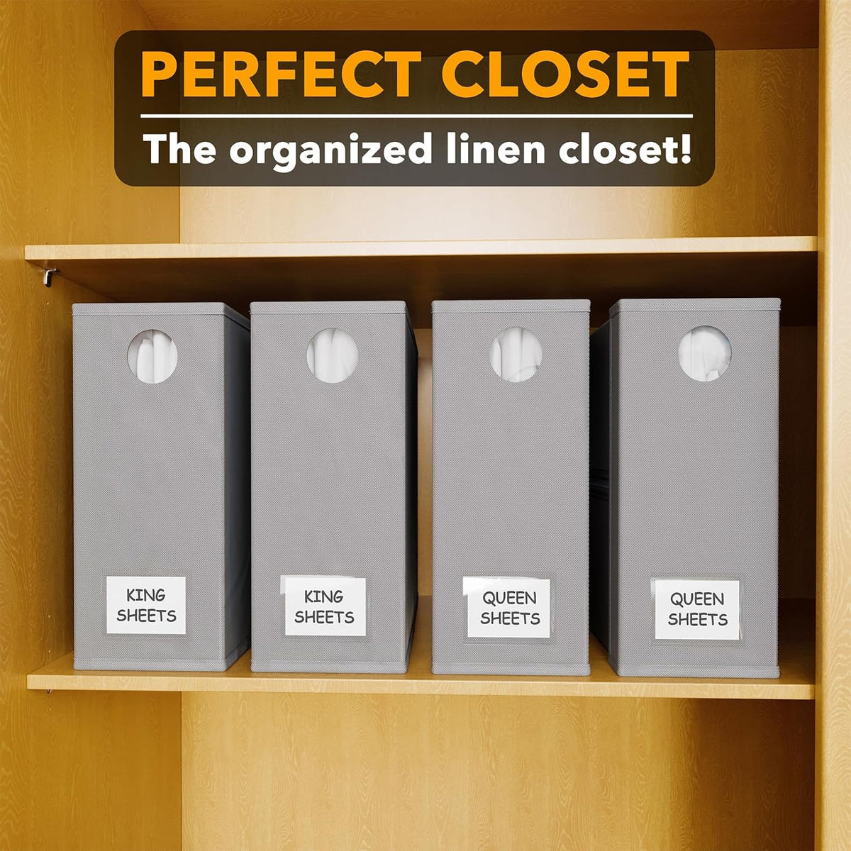 SpaceAid Bed Sheet Organizers - Foldable Linen Closet Storage | XL Queen & King Size, Gray