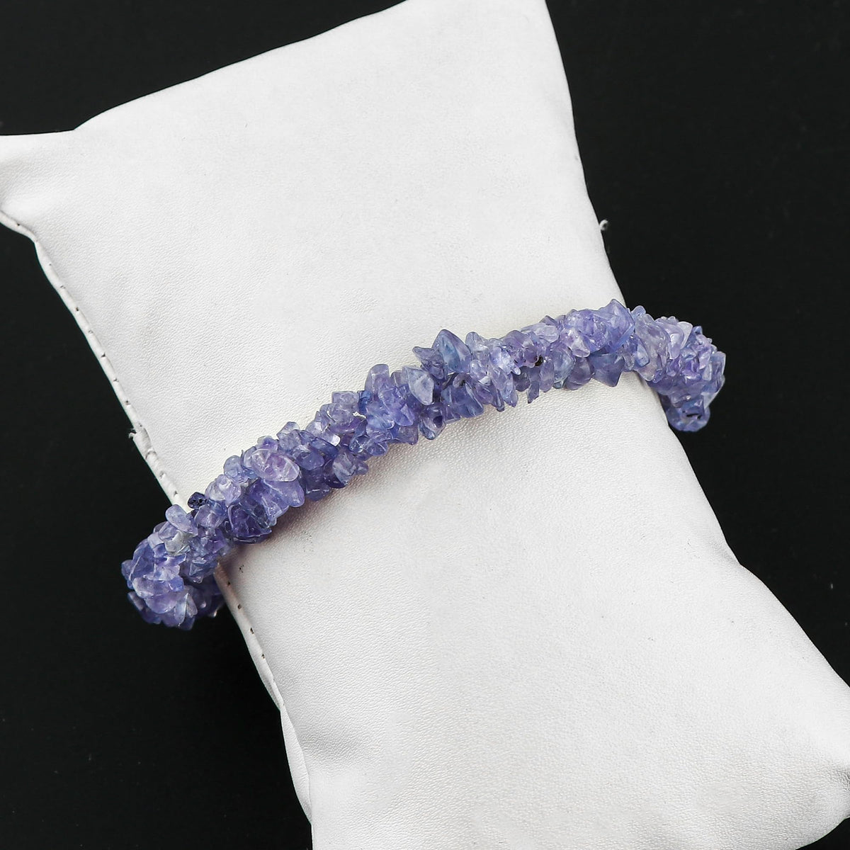 CRYSTALIS Natural Tanzanite Beads Braided Rope Bracelet, Chips Nuggets Beaded Gemstones, Chakra Healing Stones, Gift Giving Womens Jewelry, 925 Sterling Silver Bracelet 8 inch