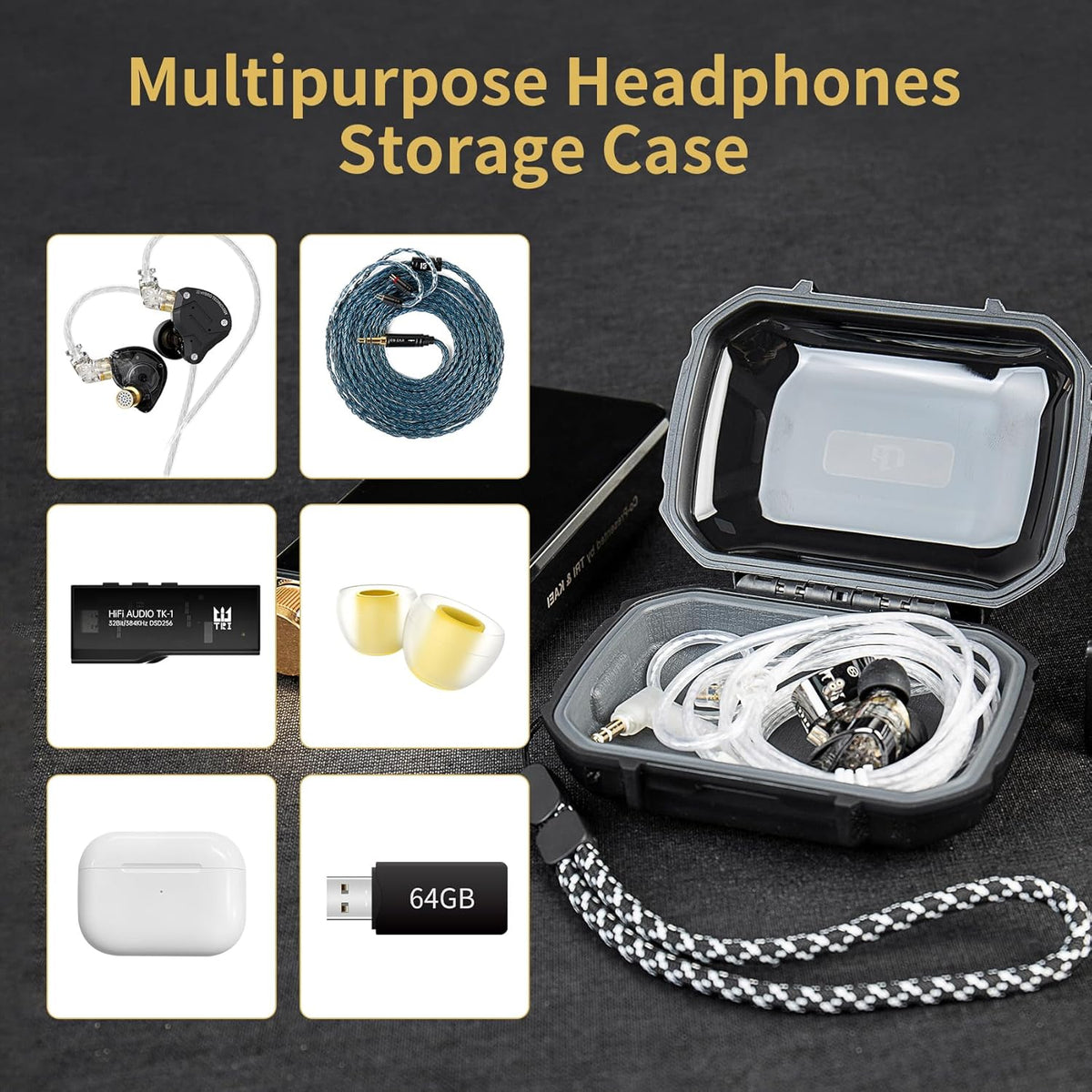 YINYOO ZC01 ZS10 SE215, KS1, ZS12 2, CCZ Hard Shell IEM Case for KZ Pro in Ear Monitor, Travel Portable Earbuds Case