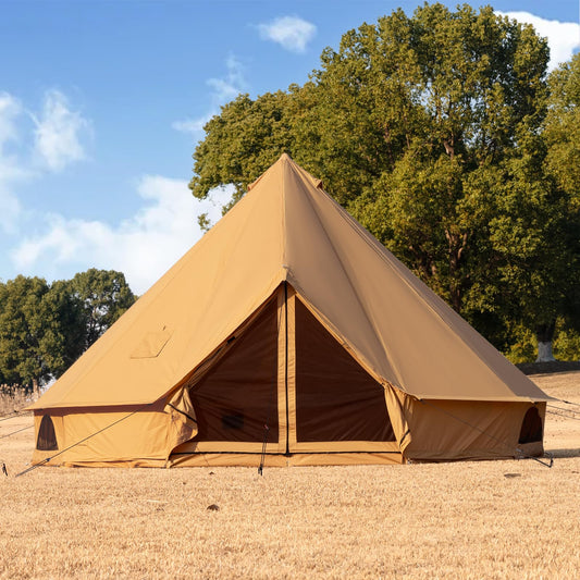 WaldZimmer Canvas Bell Tent Ginger 16.4ft with Stove Jack and Zipped Removable Floor, Luxury Outdoor Glamping Yurt Cotton Tent for Family Truck Car Camping Hunting Party