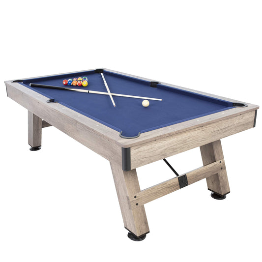 American Legend Brookdale 90” Billiard Table with Rustic Wood Finish and Navy Blue Cloth