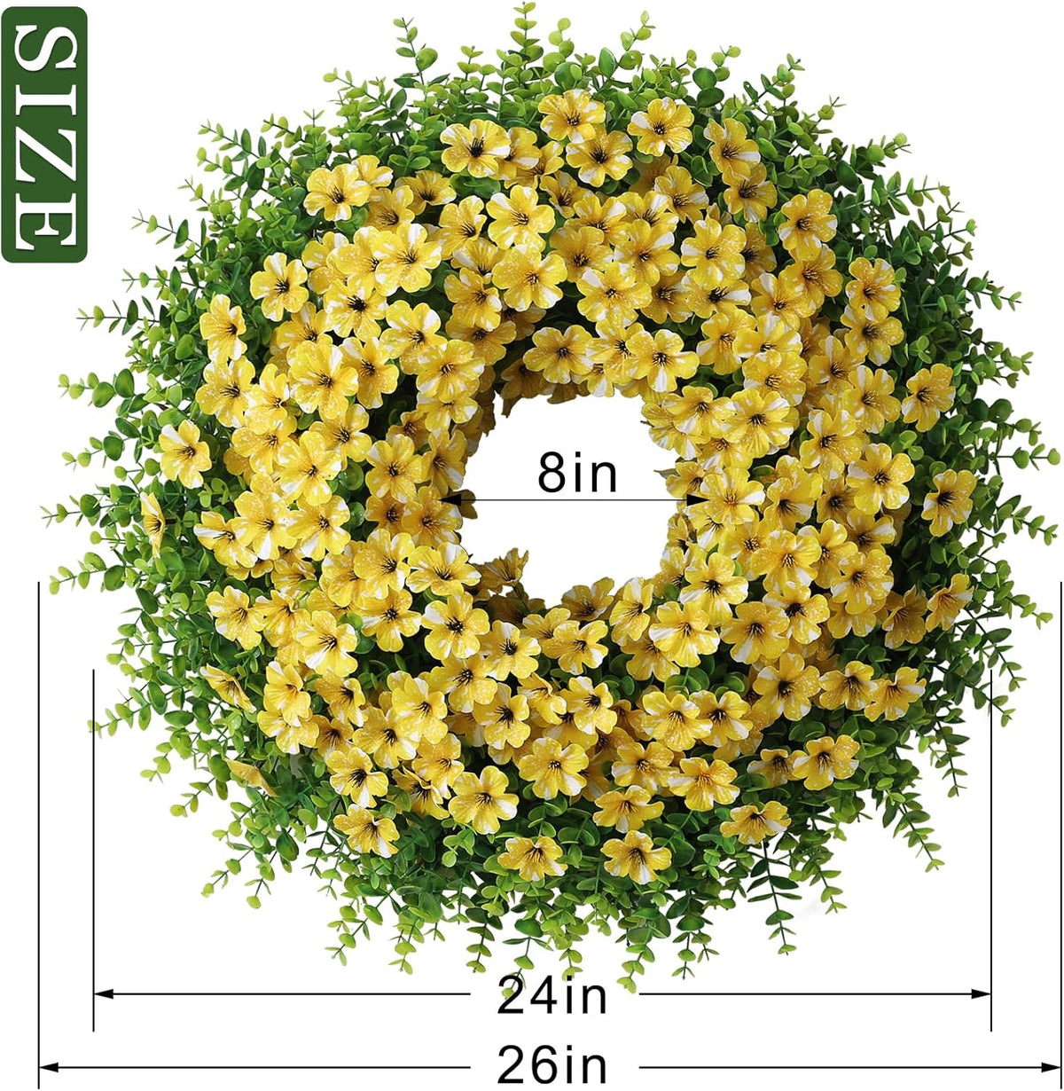 Regine Switzerland 26" Artificial Flower & Eucalyptus Wreath - Faux Morning Glory & Eucalyptus for Spring/Summer Decor