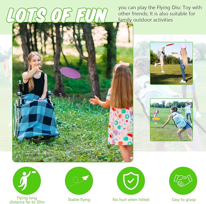 6 Pcs Kids Flying Disc 7 Inch Silicone Flying Disks Set for Kindergarten Outdoor Backyard Beach Lawn Park