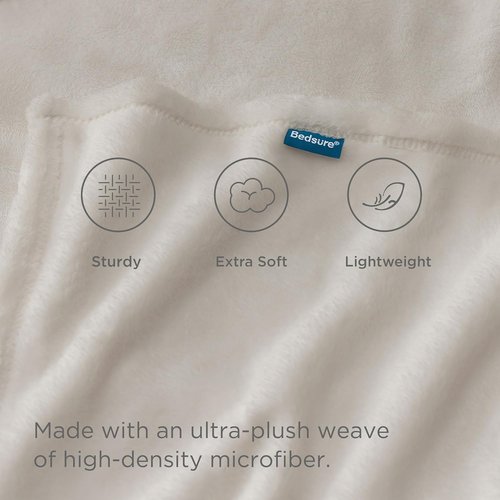 Bedsure GentleSoft Fleece Blanket - Cozy & Cute Throw for Kids | 43x55 Inches, Linen