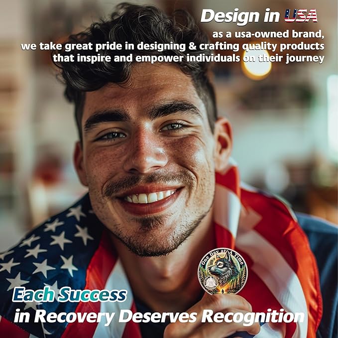 One Day at a Time 17 Year Sobriety Coin - Recovery Aurora Forest Wolf AA Coins - Addiction NA AA Chips and Medallions - Celebrate 1-30 Living Clean Narcotics Alcoholics Anonymous Gifts for Men Women