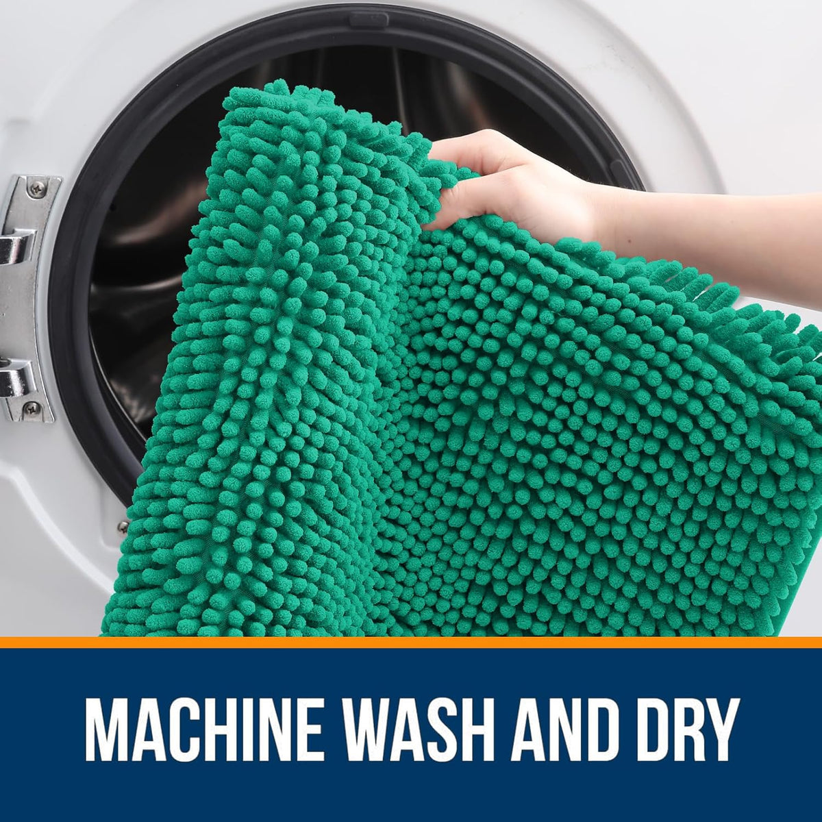 OLANLY Extra Soft Chenille Bathroom Rugs - 36x24 Quick Dry, Machine Washable, Rubber Backing | Emerald Green
