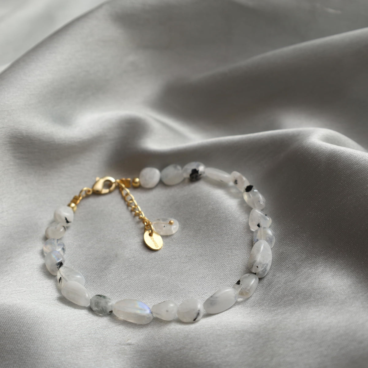 Gempires Moonstone Tourmaline Beaded Bracelets Oval Crystal Gemstone Jewelry Hypoallergenic 8 Inch Gold Plated Dainty Women Fashion Jewelry