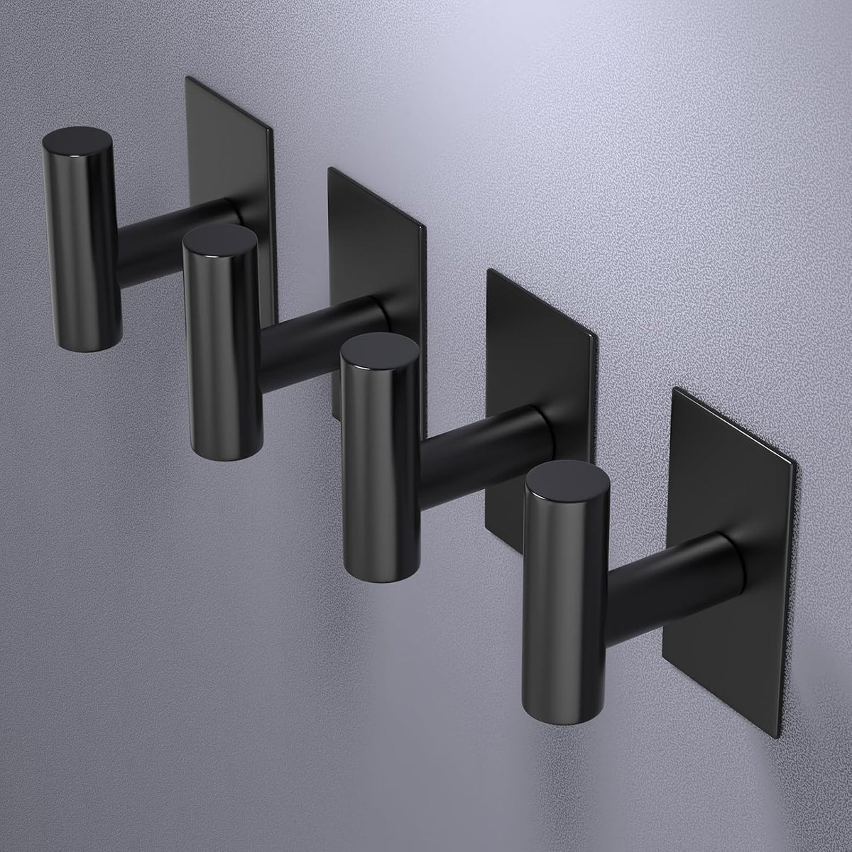 VAEHOLD Heavy-Duty Wall Towel Hooks - Waterproof Sticky Holders for Coats & Clothes | Black, 4 Pack