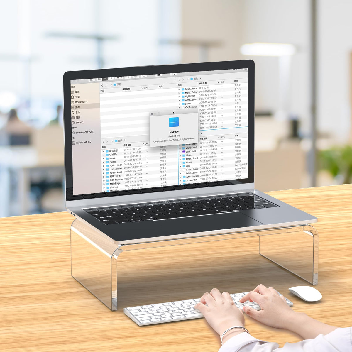 Beimu Acrylic Monitor & Laptop Stand Riser - Clear Computer & Laptop Stand for Desk - Compatible with iMac, MacBook & All Notebooks - White Aesthetic Decoration for Office & Home