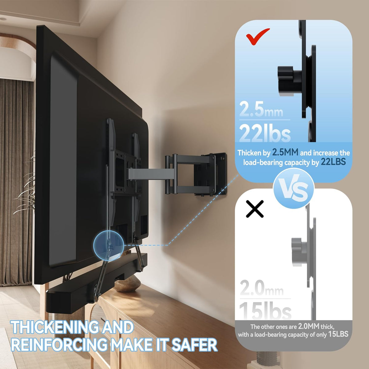 C YECEN Sound Bar Mounts Under TV or Above TV, Height & Depth Adjustable Soundbar Mountwith Detachable Extension Arms