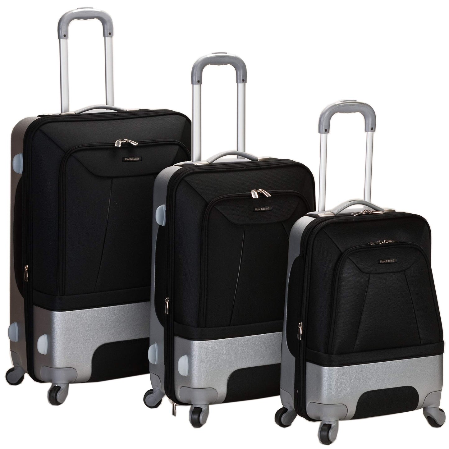 Rockland Rome Hybrid Spinner Wheel 3 Piece Luggage Set (20"/24"/28"), Black