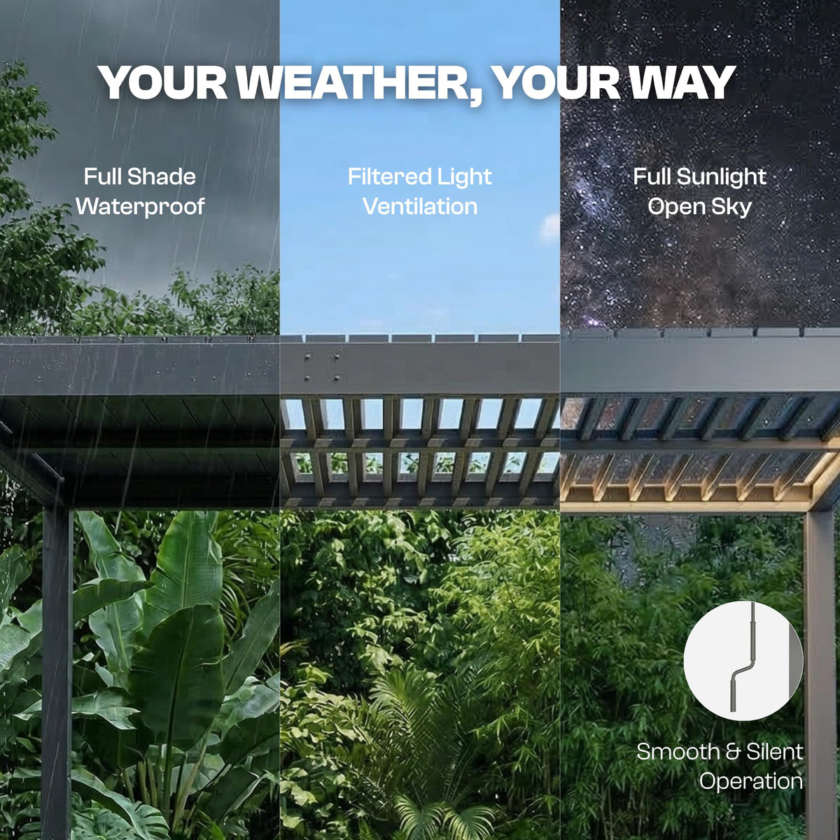 Patio Kingdom 10' x 13' Louvered Pergola Outdoor Aluminum Pergola Kit with Adjustable Roof, All-Weather Metal Gazebo with Drainage System for Patio, Deck, Garden and Backyard Shade, Gray
