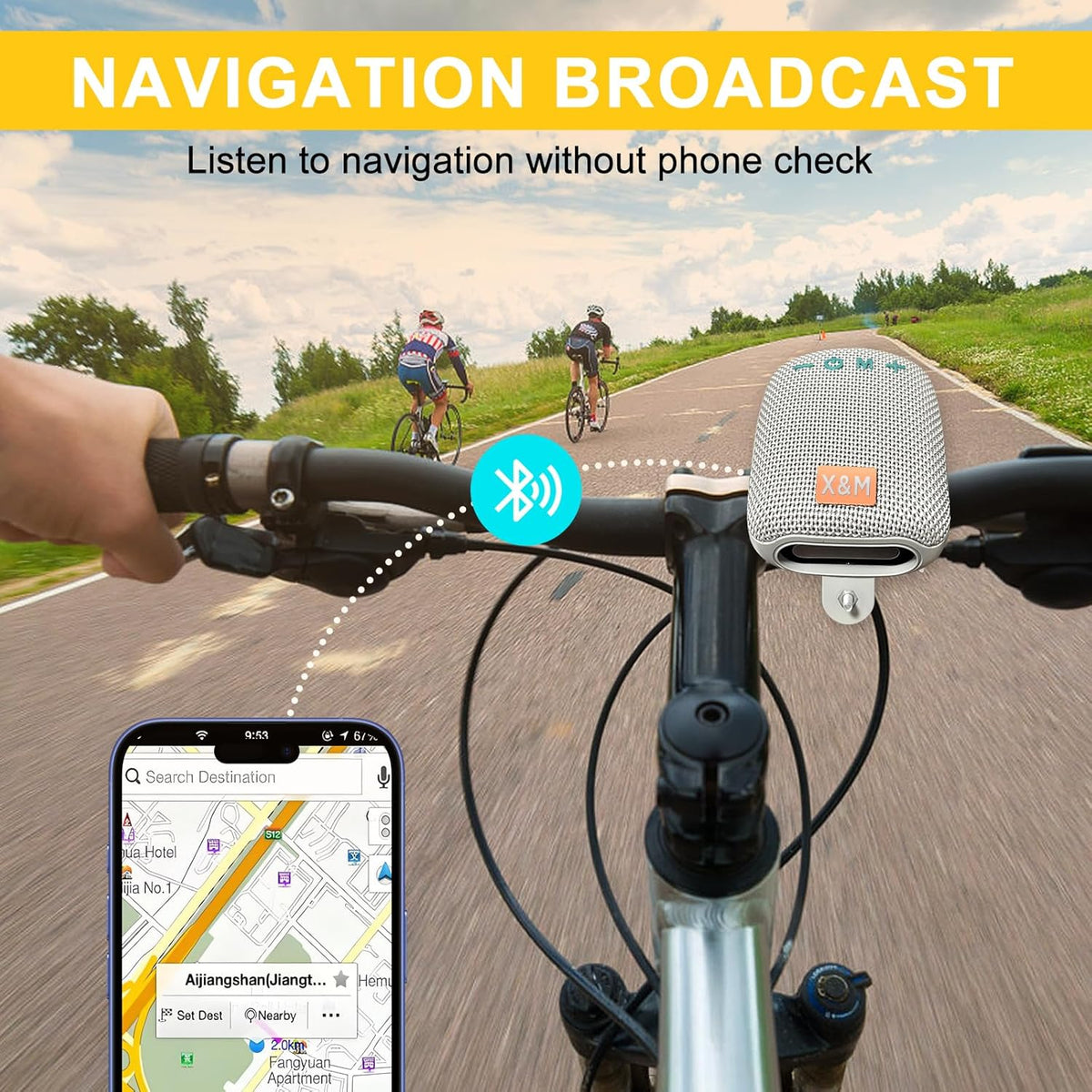 Xbnmex IPX5 Portable Bluetooth for Bike, Waterproof Wireless Traveling Bicycle Speakers, Integrated Design Bicycle