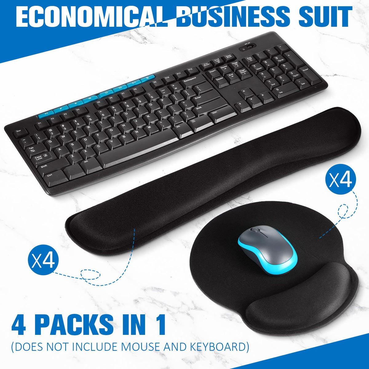 Yunsailing 8 Pcs Ergonomic Mouse Pad and Keyboard with Wrist Support Set Soft Smooth Gel Rest Comfortable Memory Foam for Easy Typing Gaming Computer Laptop Office Home