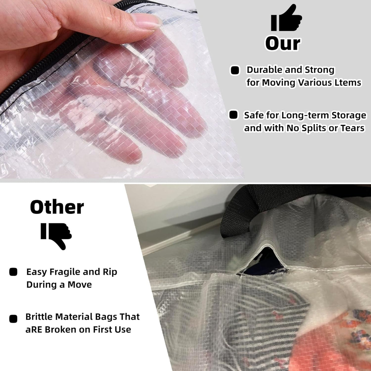 Skiennix Clear Storage Bags - 9 Pack Zippered Organizers for Blankets, Clothes & Bedding | Ideal for Moving & Underbed Storage