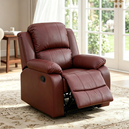 Trygoal Manual Recliner Chair, Nursery Rocking Chair, Recliner Chair for Adults, Lazy Boy, Gaming Recliner wih Overstuffed Arms, Suitable for Home Theater, Living Room, Bedroom, Red