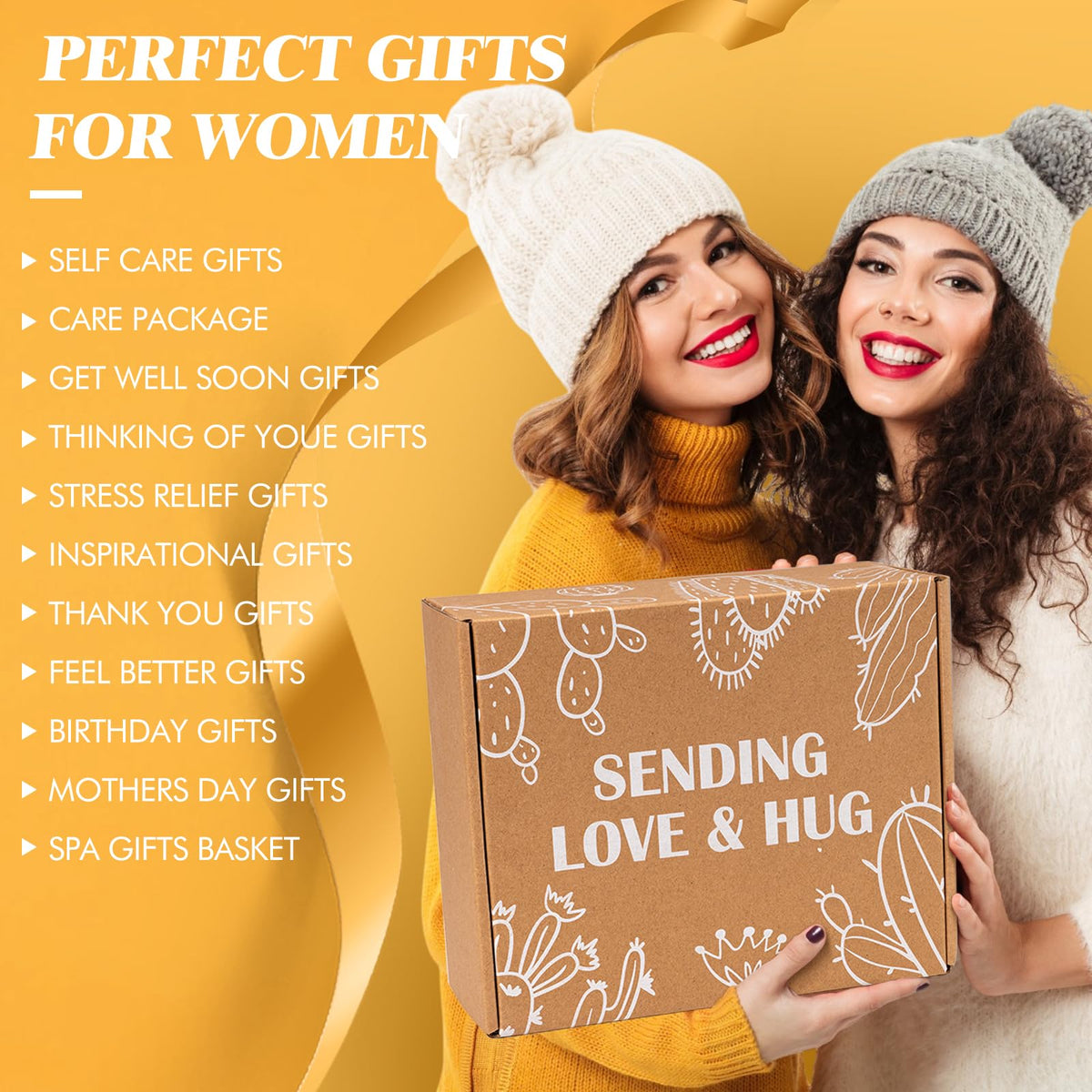 Self Care Gifts for Women Get Well Soon Gifts Care Package, Thinking of You Gift for Women Relaxing Spa Feel Better Gift, Mental Health Stress Relief Box Mothers Day Ideas for Mom Her Sister Friends