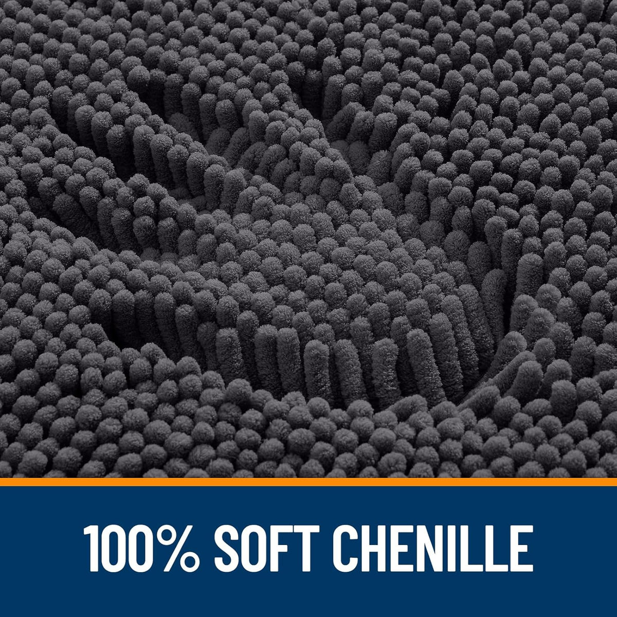 OLANLY Bathroom Runner Rugs - Soft Absorbent Chenille Bath Mat with Rubber Backing | 59x24, Dark Grey