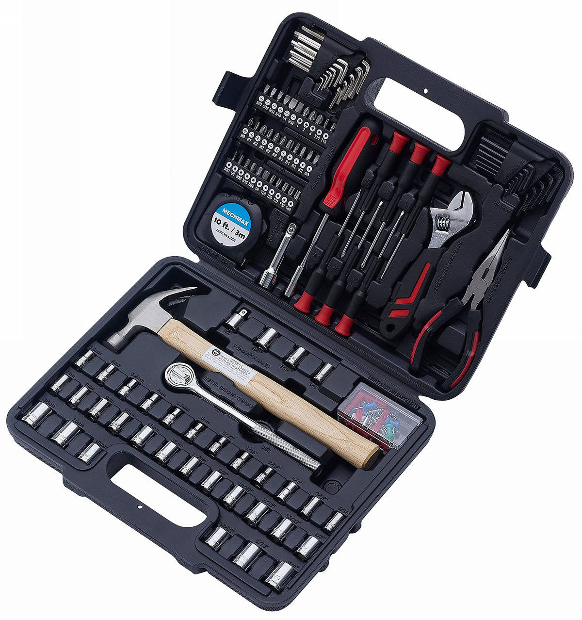 MECHMAX 149-Piece Tool Kit, Home & Auto Repair Hand Tool Set with Hammer, Socket Wrench, Pliers & Storage Case. Essential DIY Mechanics Set for Household, Apartment, Dorm & A Gift