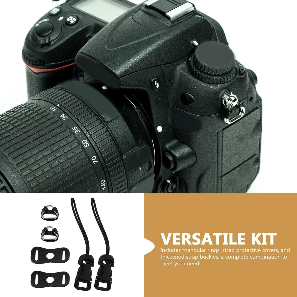 DECORNIJIA Set Camera Strap Connectors and Triangle Split Rings Replacement with Leather Protector Covers and Thick
