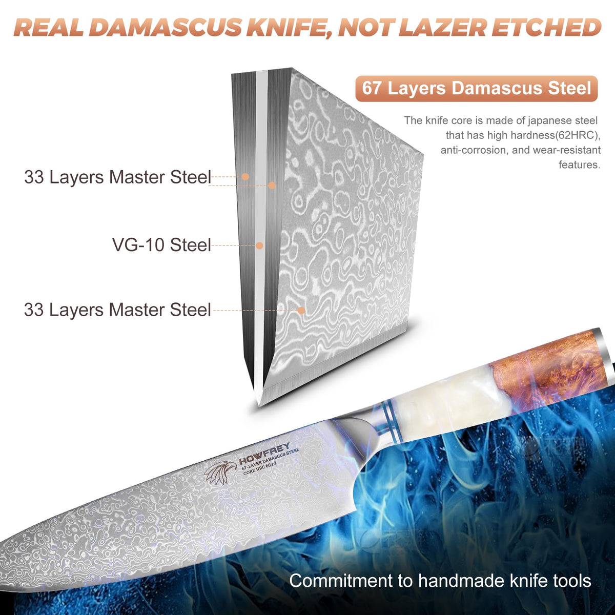 Damascus Chef Knife 8 Inch, 67-Layer Japanese Kitchen Knives Sharp VG-10 High Carbon Stainless Steel with Ergonomic Pakkawood Handles, Elegant Gift Box Packaging for Home and Kitchen