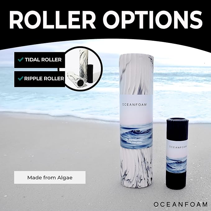 Oceanfoam Tidal Roller - Magenta - Muscle Massage Foam Roller for Back Pain & Stretching - Firm and Ergonomic Wide Wave Textured - Yoga, Athletics, & Wellness - Full Size, 20" x 5"