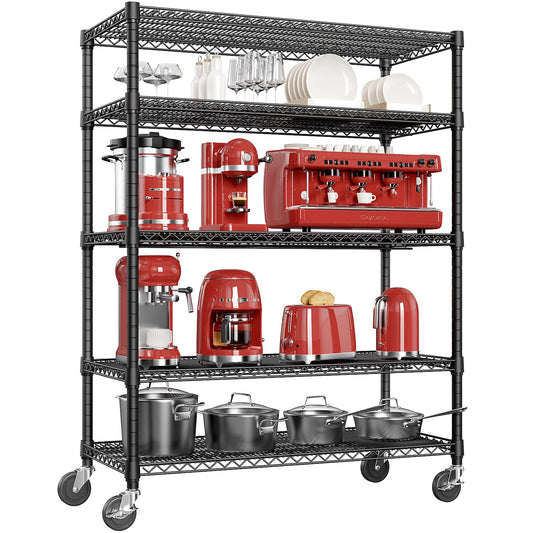 IZEUK Garage Shelving Wide Storage Shelves 5 Tier Metal Shelves 4000 LBS Heavy Duty Adjustable Utility Shelf Rack Black 23.6" D x 53.1" W x 73.6" H