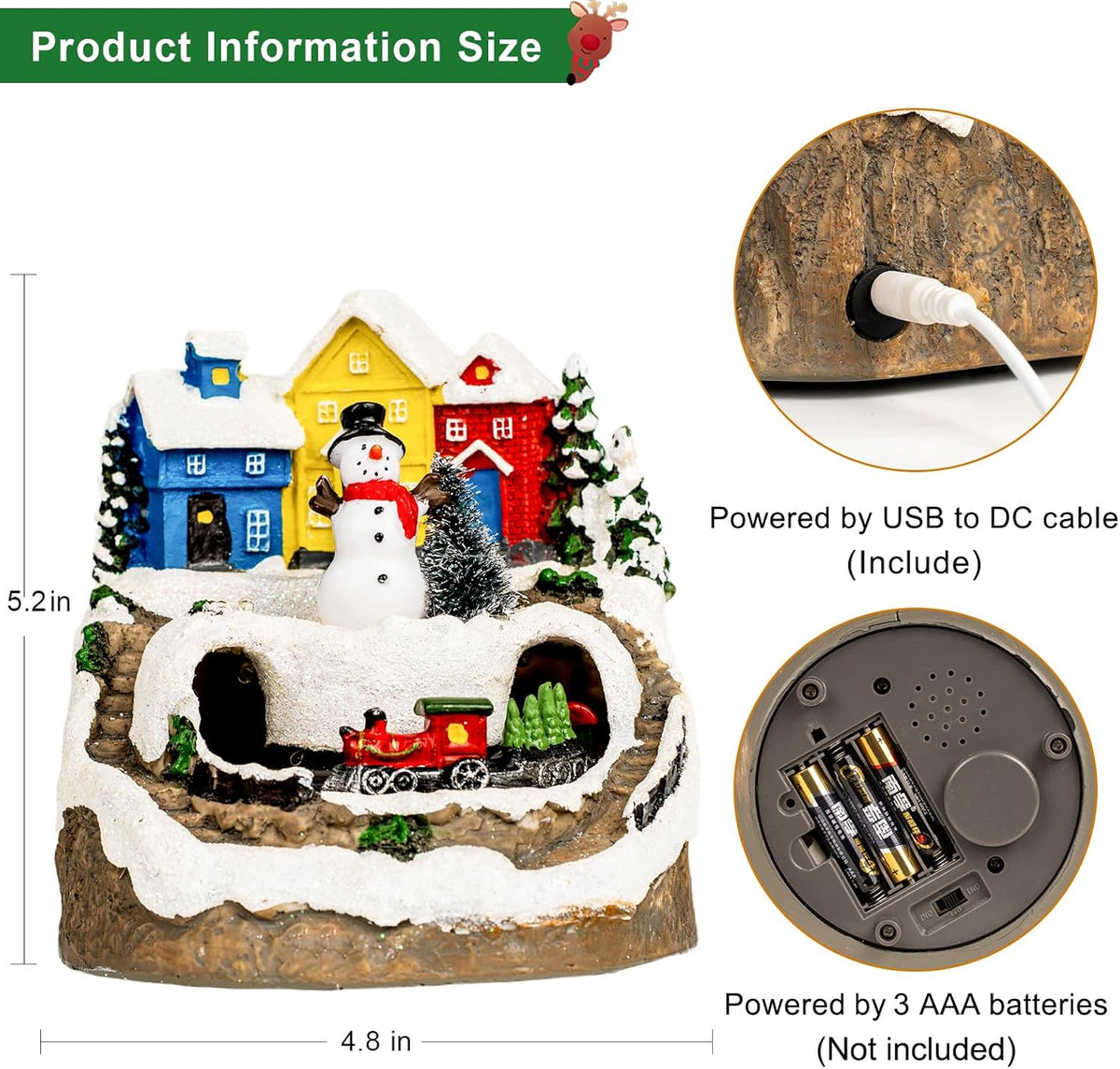 ZQQLITE Animated Musical Christmas Snowman Village - Lighted Figurines with Rotating Train for Festive Home Decor