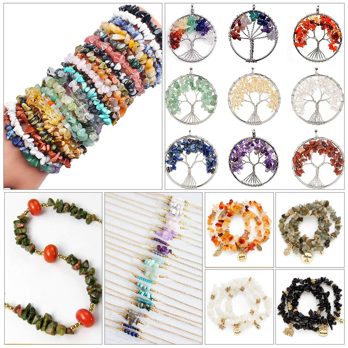 500 pcs Natural Chip Stone Beads, Green Aventurine 5-8 mm Irregular Gemstones Healing Crystal Loose Rocks Bead Hole Drilled for Jewelry Making Bracelet