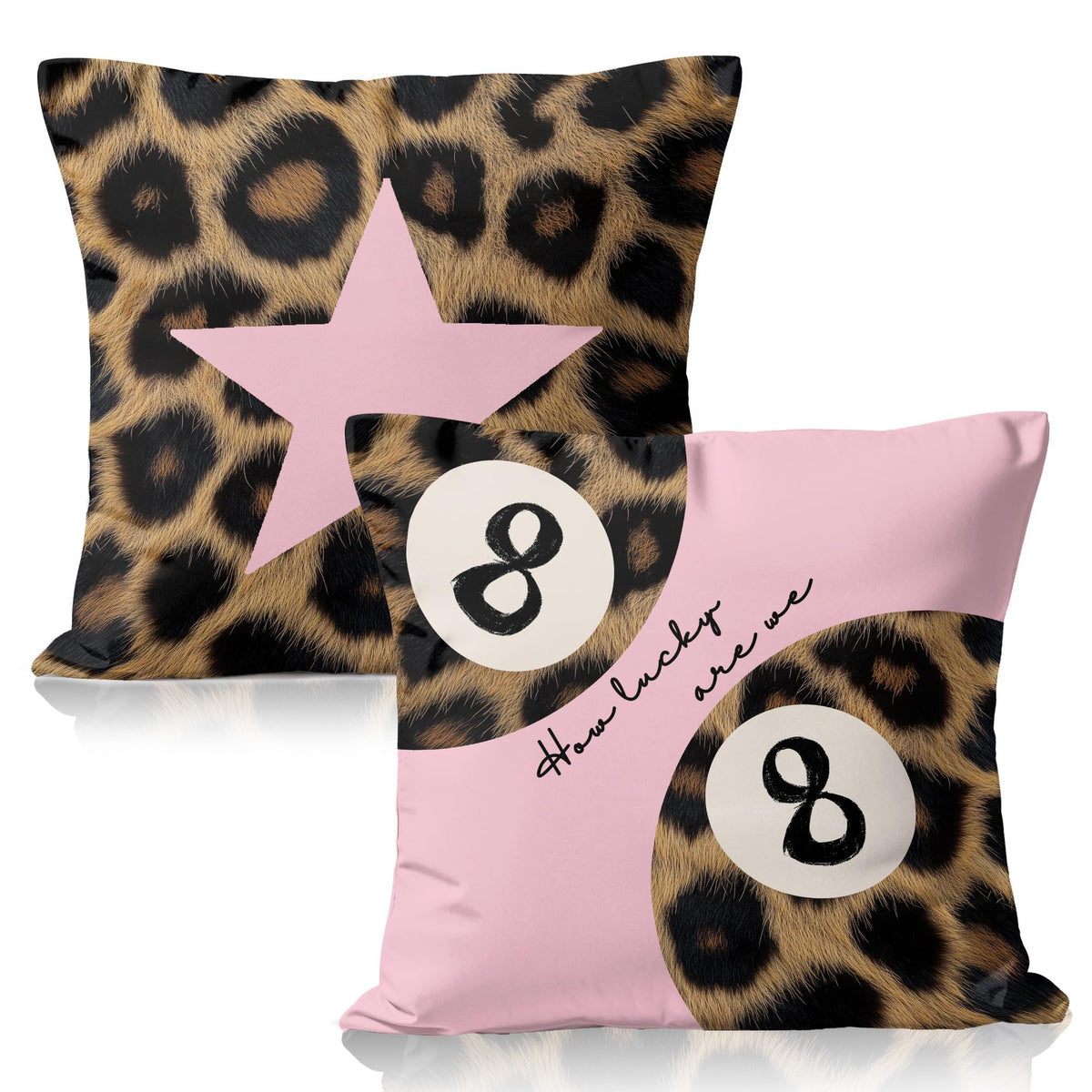 Xiyurlk Cheetah Leopard Lover Gifts for Women,Preppy Star Lucky 8 Ball,Cheetah Leopard Print Room Decor Pillow Cover 18x18 Set of 2,Coquette Preppy Pillow Covers for Girls Room Dorm Apartment Decor(6)