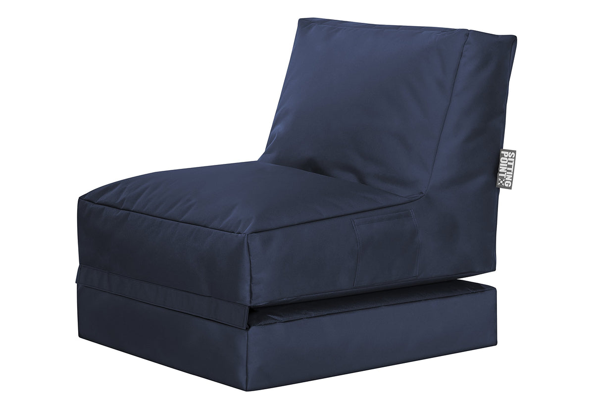 Gouchee Home Brava Twist Collection Polyester Upholstered Foldable Bean Bag Lounge Chair, Navy