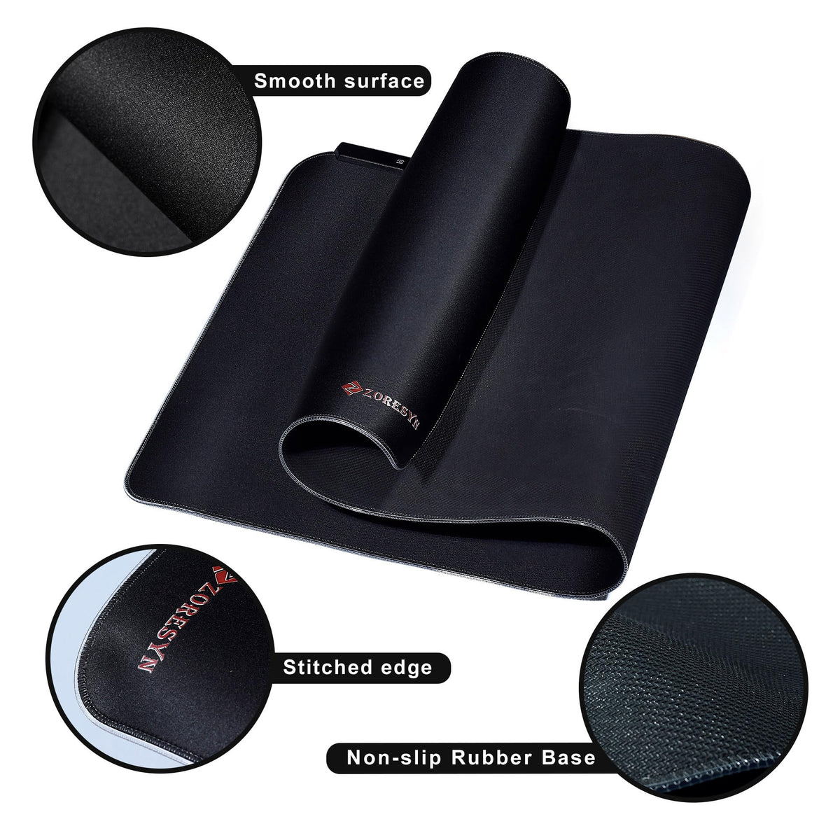 ZORESYN RGB Gaming Mouse Pad - 39.4"x19.7" Large Mousepad with Led Light, Keyboard Pad Gaming Accessories for Desk, Non-Slip Rubber Base Big Mouse Mat for Gamer,Black