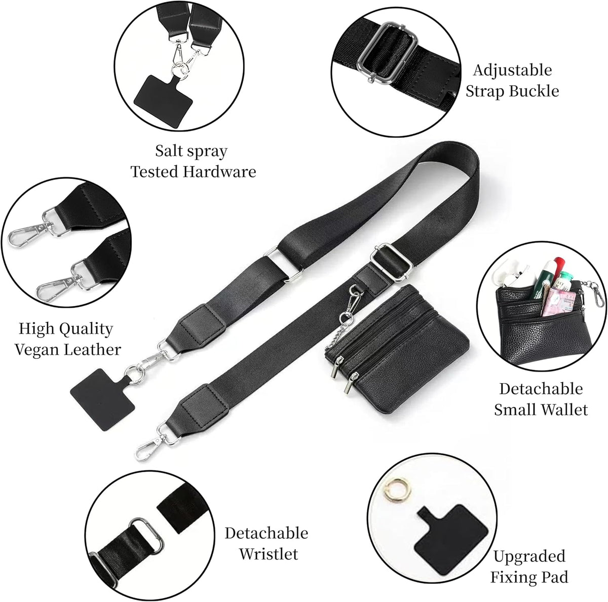 Adjustable Crossbody Phone Holder for Women - Stylish Pouch with Zipper