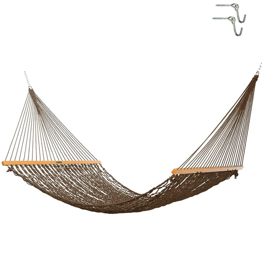 Original Pawleys Island Deluxe Antique Brown DuraCord Rope Hammock – 13 ft. x 65 in, 2-Person, 450 lb Capacity, Oak Spreader Bar, Zinc-Plated Hardware, Handcrafted in the USA