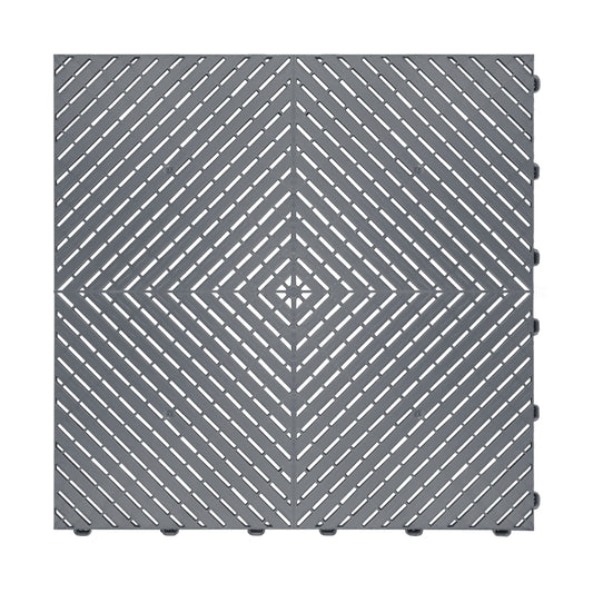 Swisstrax Ribtrax Smooth PRO Interlocking Garage Floor Tiles, 15.75 x 15.75-Inch, Slate Grey, 24 Piece Set