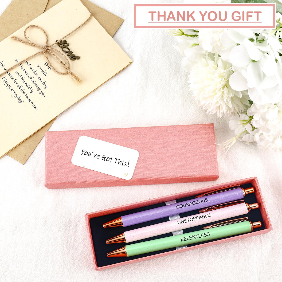 Lestp Fancy Pens Sets for Women Office Inspirational Gifts for Coworkers Boss Employee Nice Cute Pen Set Client Teacher Motivational Gift Essentials Colleges Positive Encourage Gifts New Jobs Gift