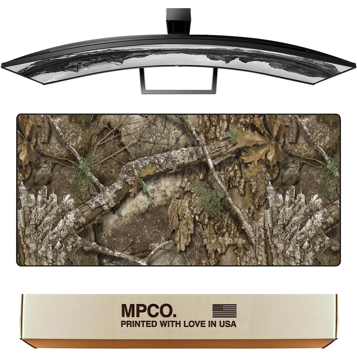 MPCO. Real Tree Large Gaming Desk Pad - 36" x 17" Duraglyde Fabric APX – Without Logo Desk Mats - Non-Slip, Washable, Smooth Glide for Precision Gaming & Work
