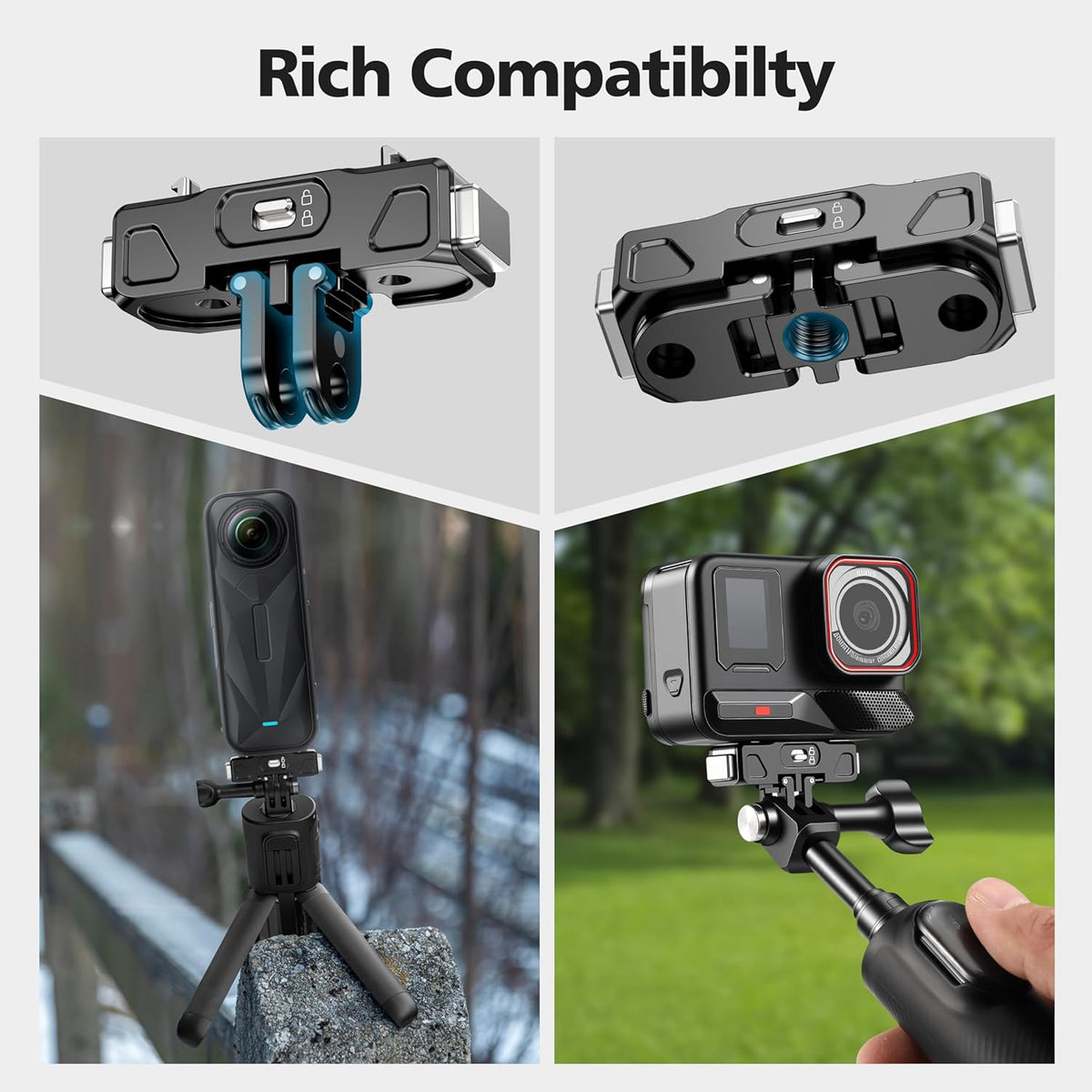 STARTRC VCR Insta360 X5 X4 2, Quick Release Mount for Air Ace/Ace Pro Magnetic Camera Quick Release Lock Tripod Mount