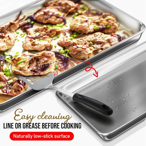 JoyTable Aluminum Baking Sheet Set - Non-Stick Quarter Sheet Pan for Baking & Roasting | 9 x 13 Inches