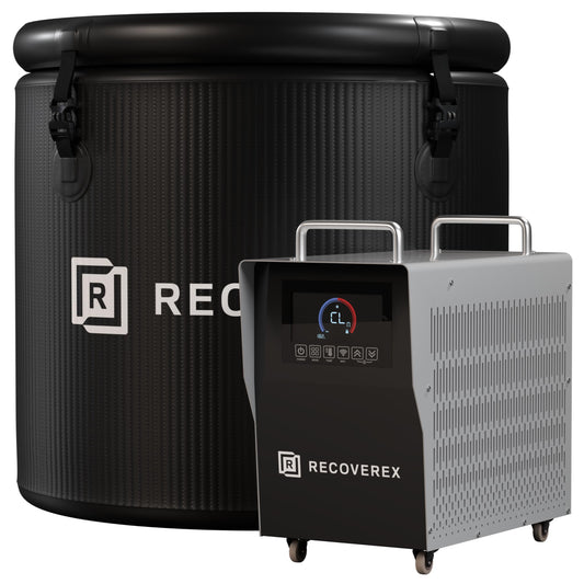 Recoverex Cold Plunge Tub, 88 Gallon, 0.8 Horsepower – Heavy-Duty Ice Bath Tub for Athletes, Portable Cold Plunge Chiller with Water Treatment Kit, Immersion Therapy, WiFi Control, Backpack & Wheels