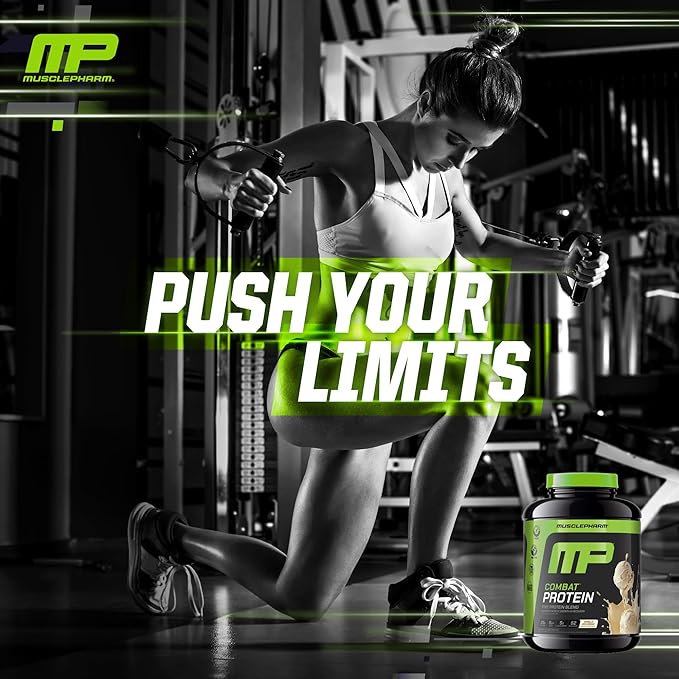 MusclePharm Combat Protein Powder, Vanilla Flavor, Fuels Muscles for Productive Workouts, 5 Protein Sources including Whey Protein Isolate & Egg Albumin, Gluten Free, 4 lb, 52 Servings