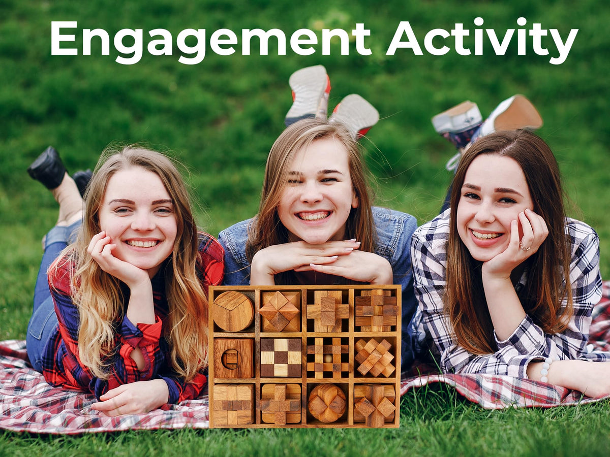 BSIRI Wooden Puzzle Box Set (12 Games) - Challenging Brain Teasers and 3D Puzzles for Adults, Interlocking Games Ideal for Patio Decor and Unique Gift for Chistmas